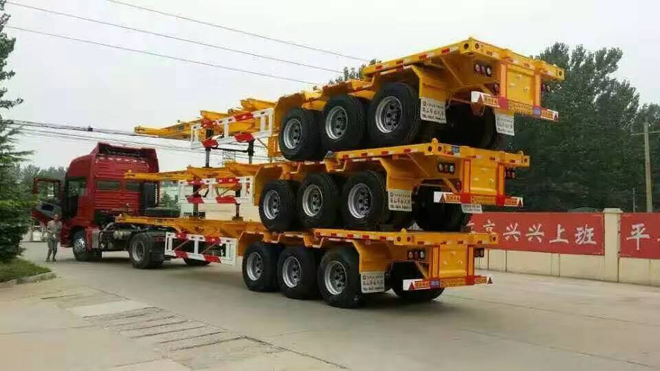 深圳订做40英尺45英尺集装箱骨架半挂车整车价格