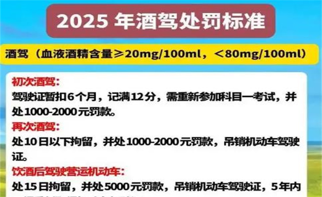 2025年二次酒駕新規定是什么，二次酒駕吊銷駕照多久可以考駕照